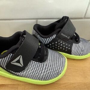 Reebok Kids Nano CrossFit size 2- Black and White with Neon Green